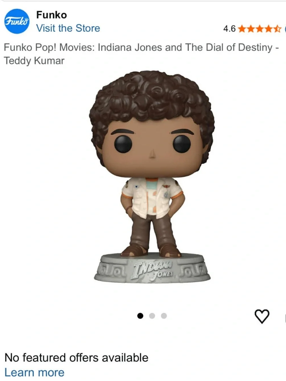Funko Pop! Indiana Jones Teddy Kumar Vinyl Figure - NEW IN BOX